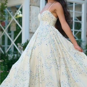 XS Selkie Roman Holiday Blue Vine Gown